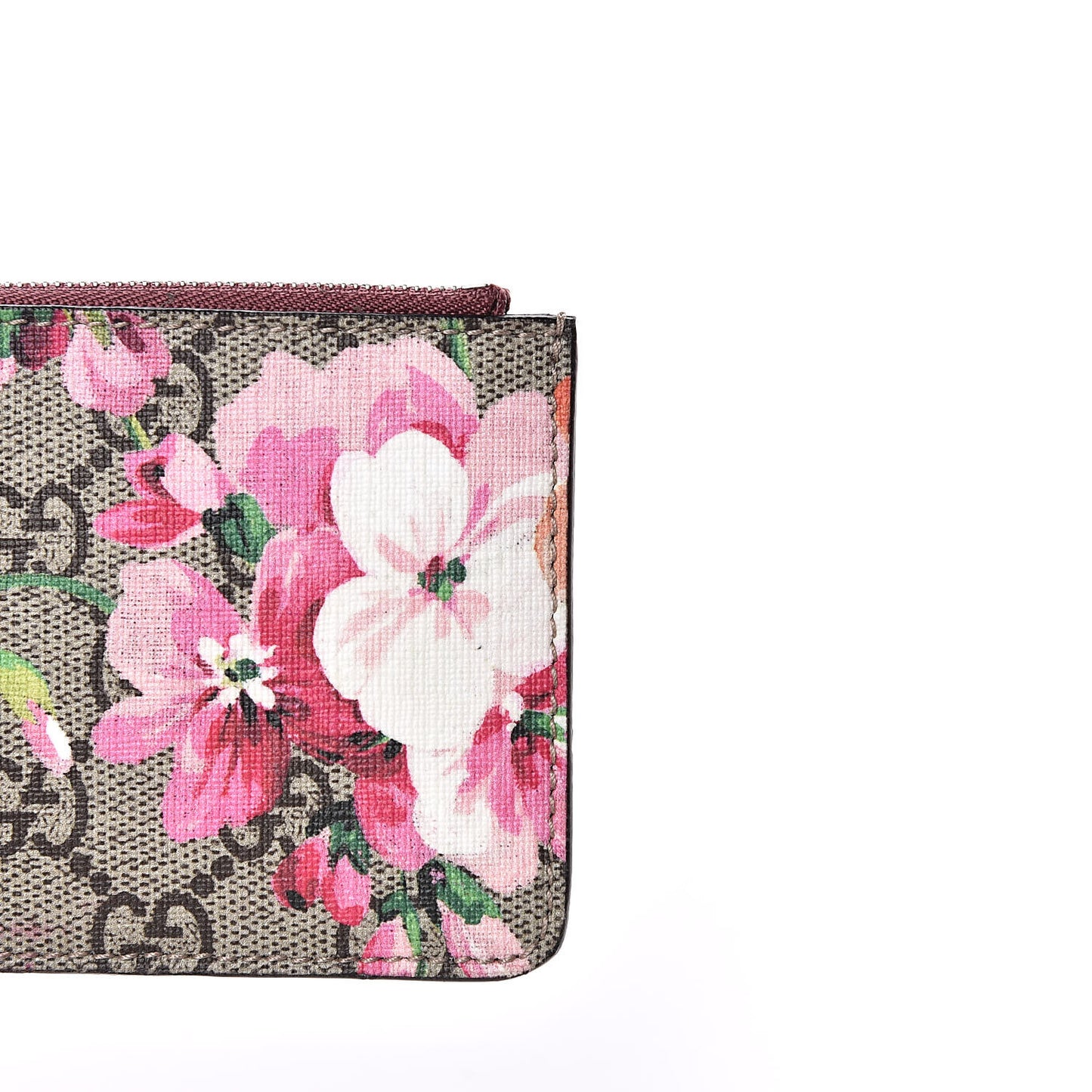 GG Supreme Monogram Blooms Key Ring Coin Case Beige Multicolor Dry Rose