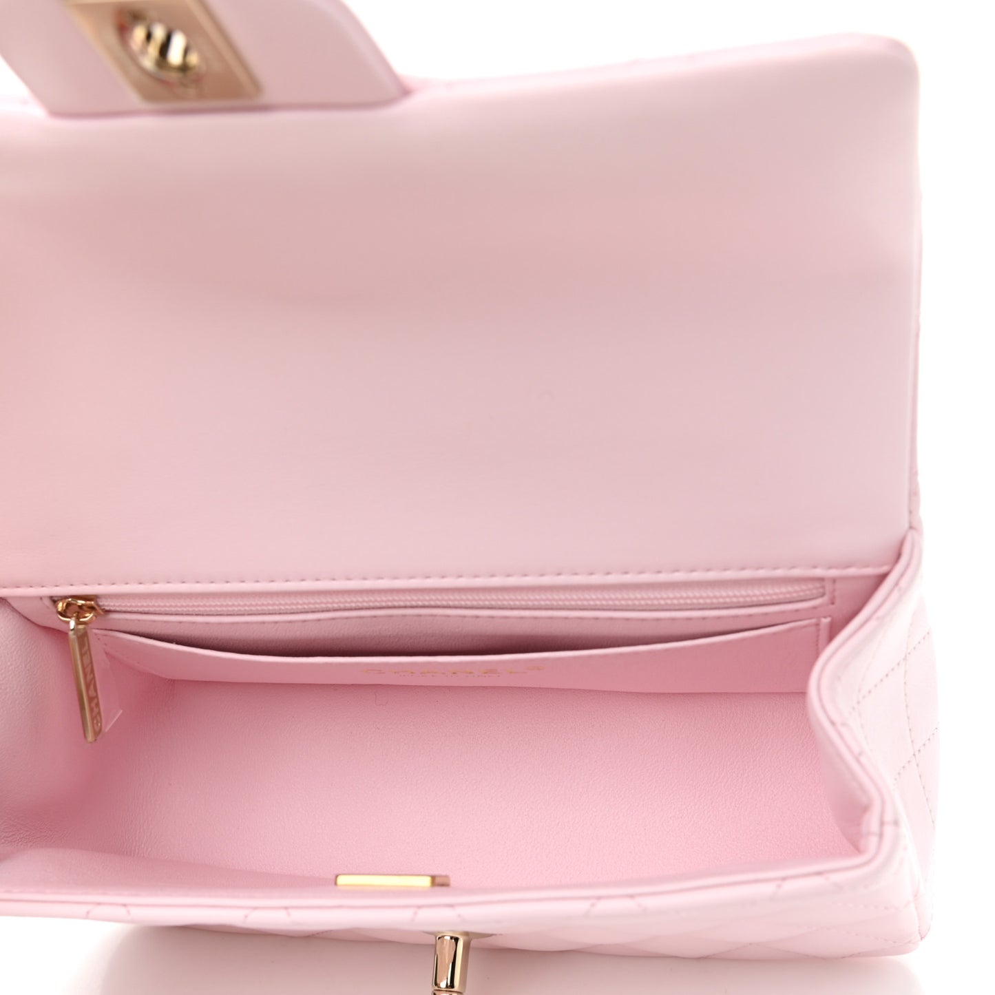 Lambskin Quilted Mini Top Handle Rectangular Flap Light Pink