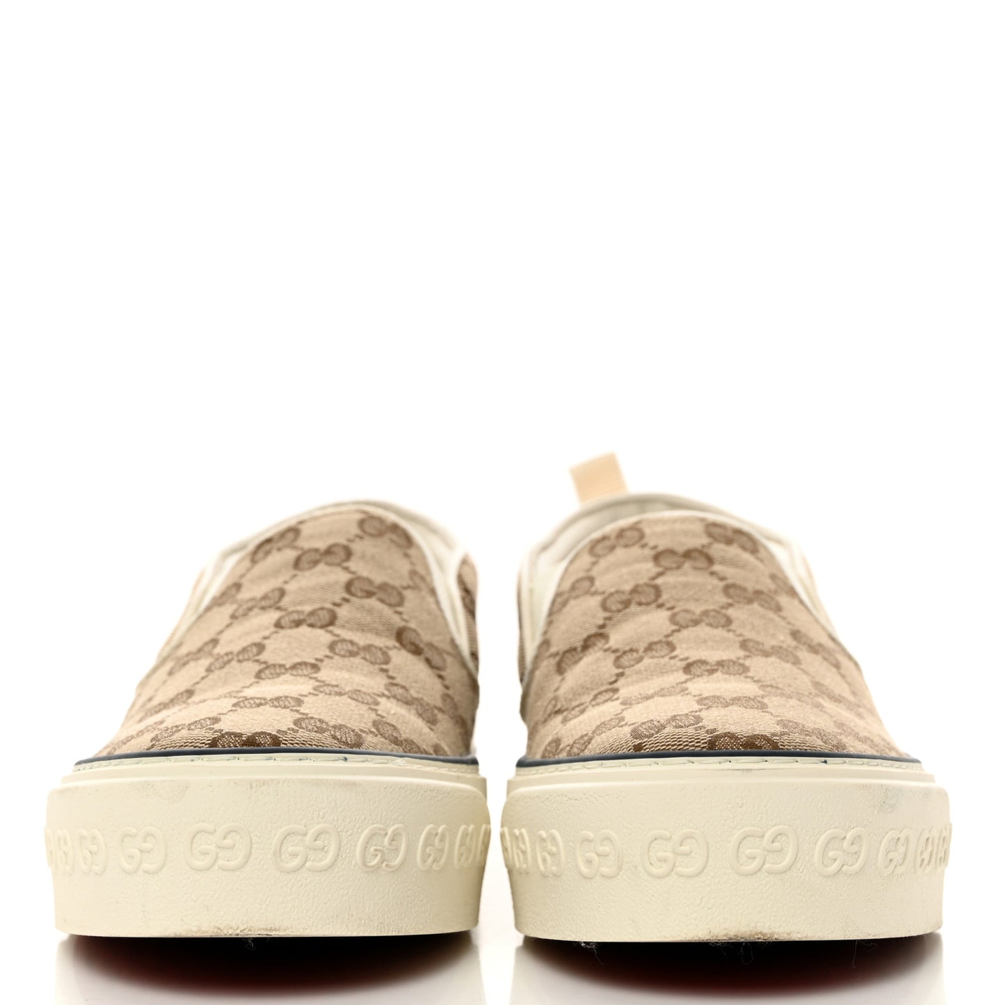 GG Monogram Womens 1977 Tennis Slip On 30mm Sneakers 40 Beige Ebony Mystic White