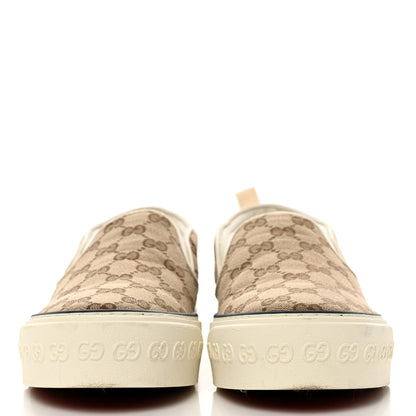 Gucci GG Monogram Womens 1977 Tennis Slip On 30mm Sneakers 40 Beige Ebony Mystic White 2 of 8