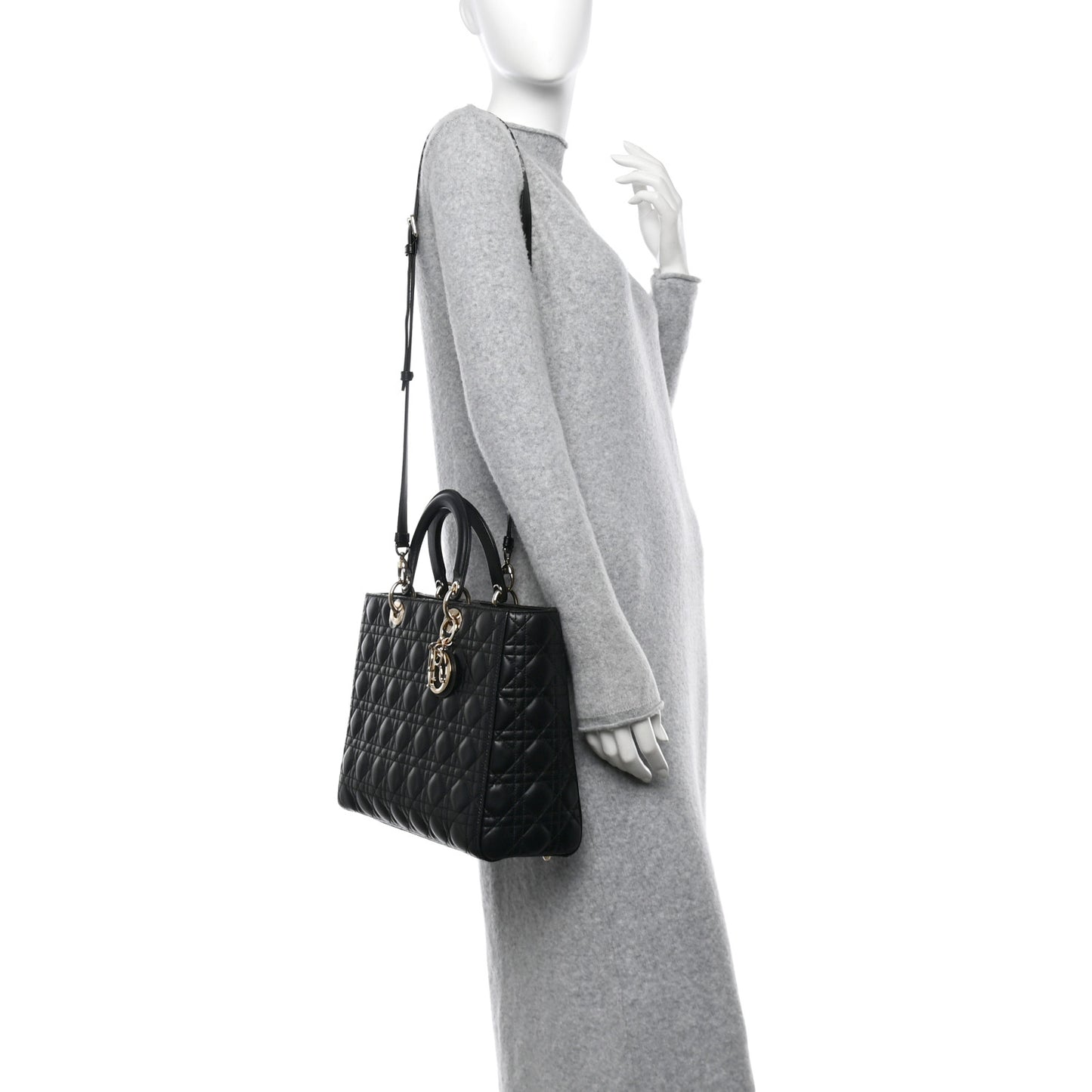 Lambskin Cannage Large Lady Dior Black