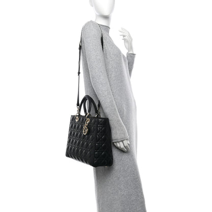 Christian Dior Lambskin Cannage Large Lady Dior Black 2 of 10