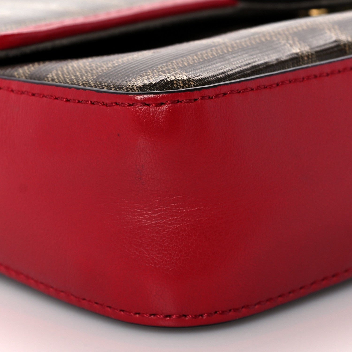 Fendi Glazed Fabric Vitello Century FF 1974 Stamp Patch Mini Double F Crossbody Bag Mogano Panna Fragola 9 of 10