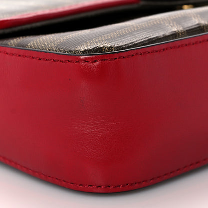 Fendi Glazed Fabric Vitello Century FF 1974 Stamp Patch Mini Double F Crossbody Bag Mogano Panna Fragola 9 of 10