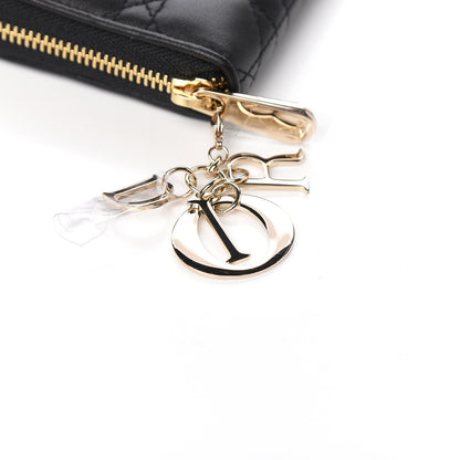 Christian Dior Lambskin Cannage Lady Dior Zip Wallet Black 7 of 8