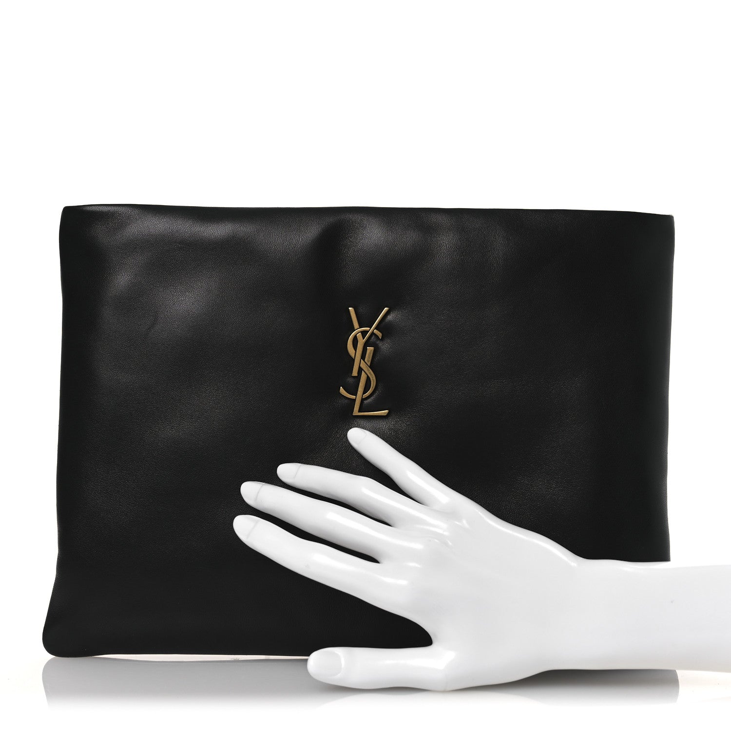 Saint Laurent Lambskin Small Calypso Pouch Black 2 of 11
