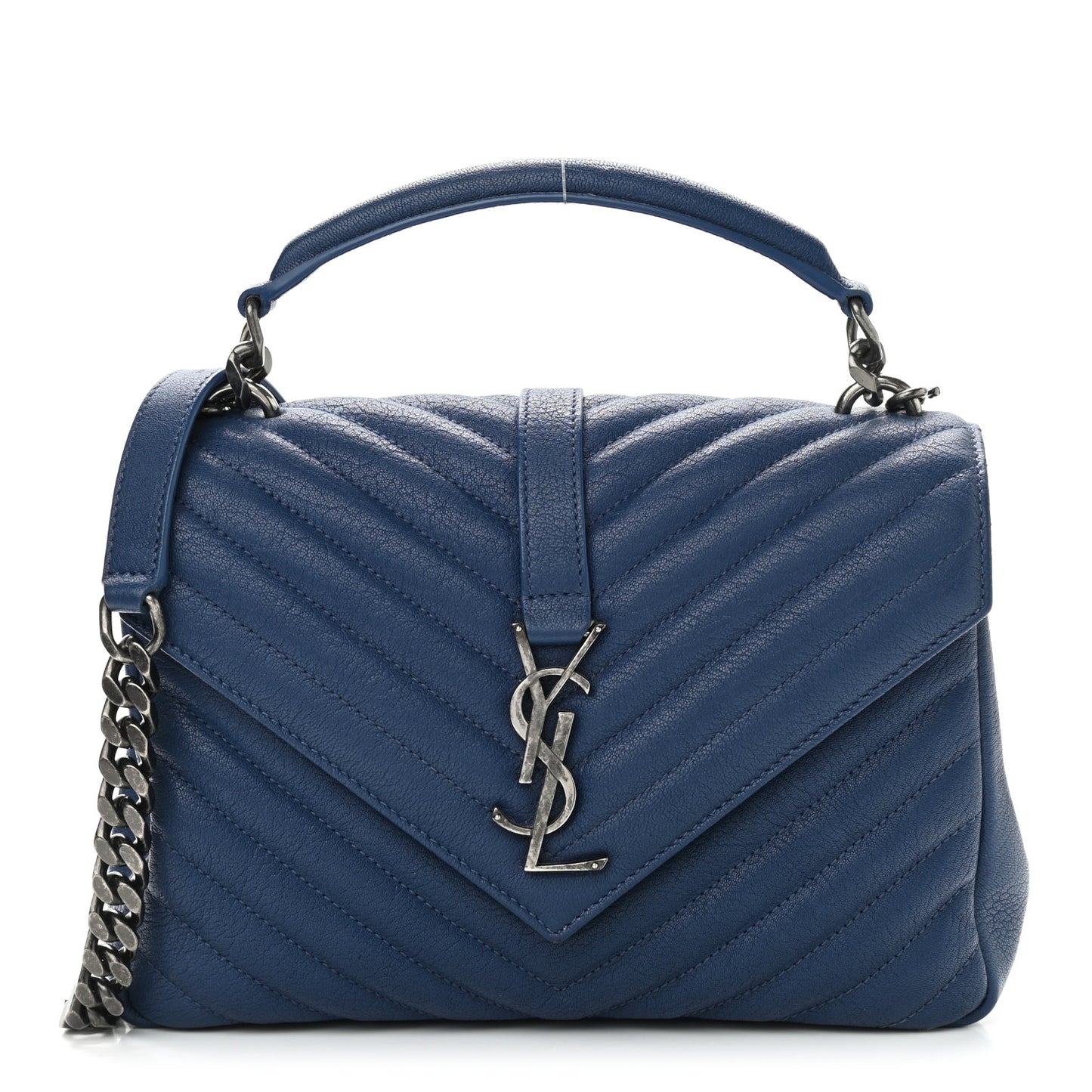 Sheepskin Matelasse Monogram Medium College Bag Navy