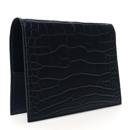 Hermes Matte Alligator Chevre Colorblock MC2 Magellan Passport Holder Black 3 of 11