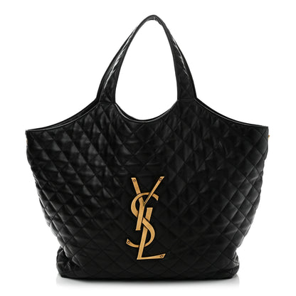 Saint Laurent Lambskin Quilted Maxi Icare Shopping Tote Black 1 of 10