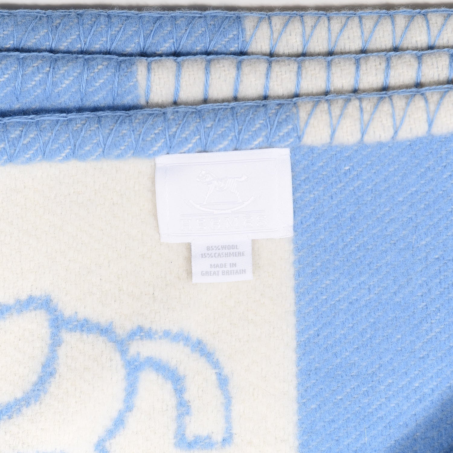 Hermes Wool Cashmere Adada Avalon Baby Blanket Blue Glacier 2 of 3