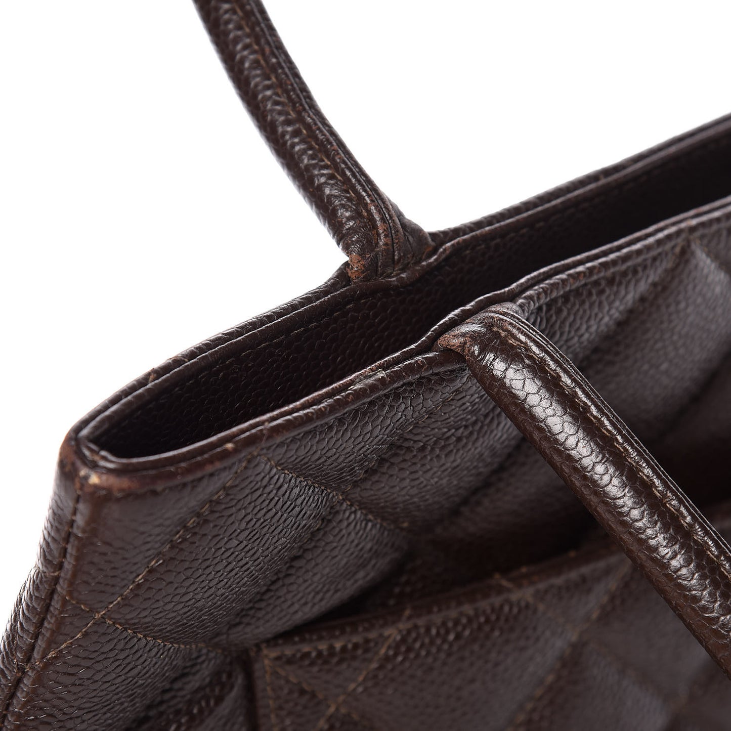 Caviar Quilted Medallion CC Tote Dark Brown