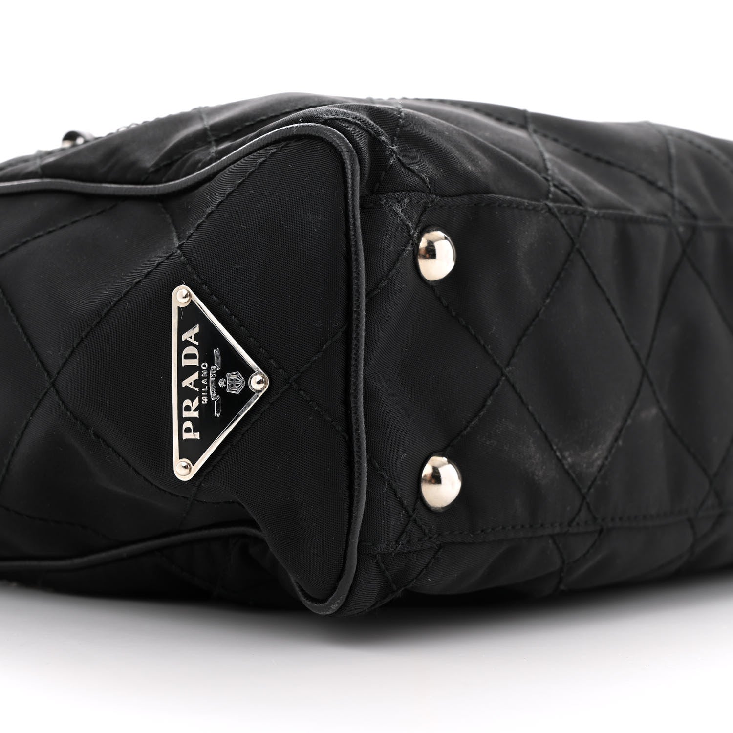 Prada Nylon Tessuto Quilted Chain Shoulder Bag Black 9 of 15