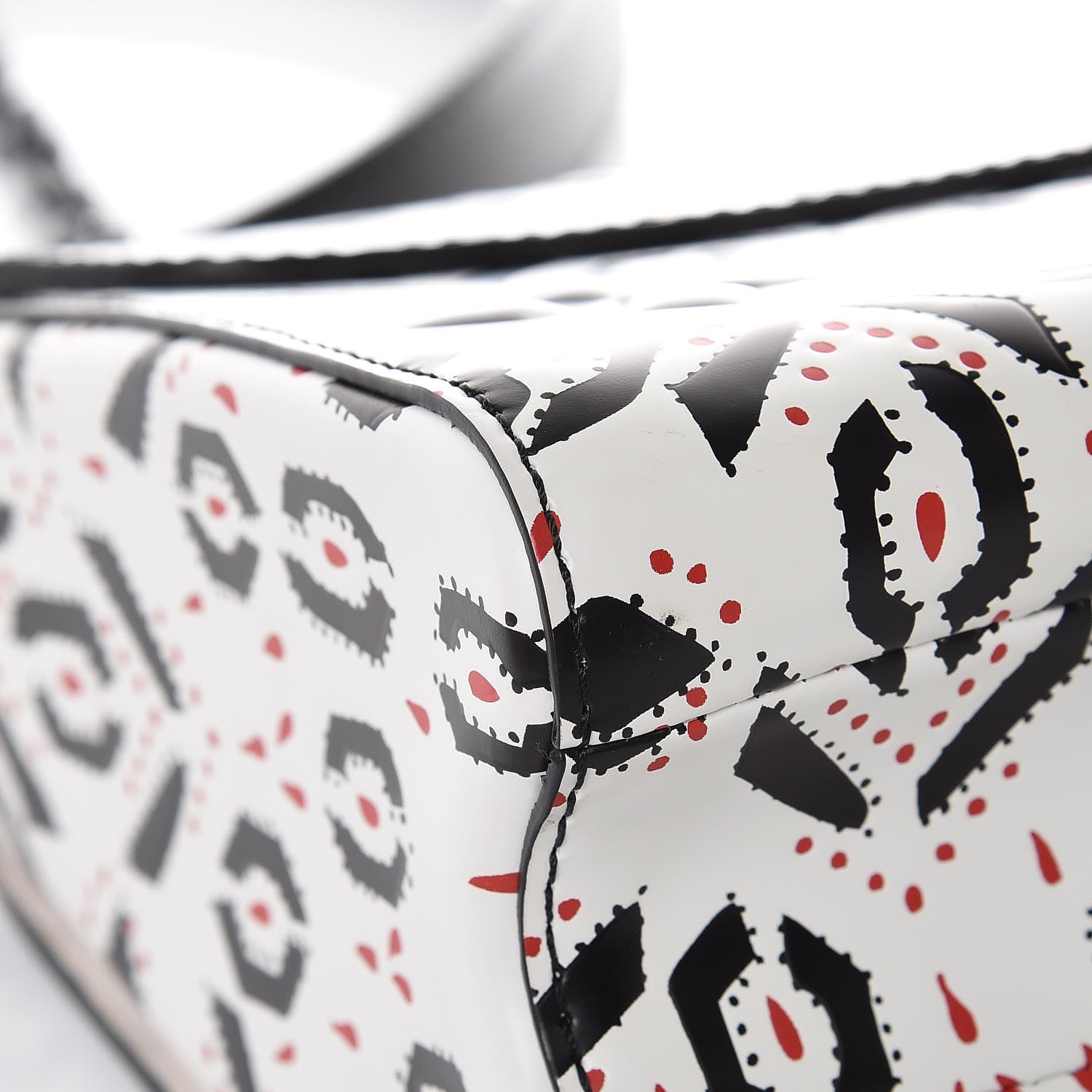 Louis Vuitton Calfskin Graphic Print Twist Shoulder Bag MM White Black 7 of 14