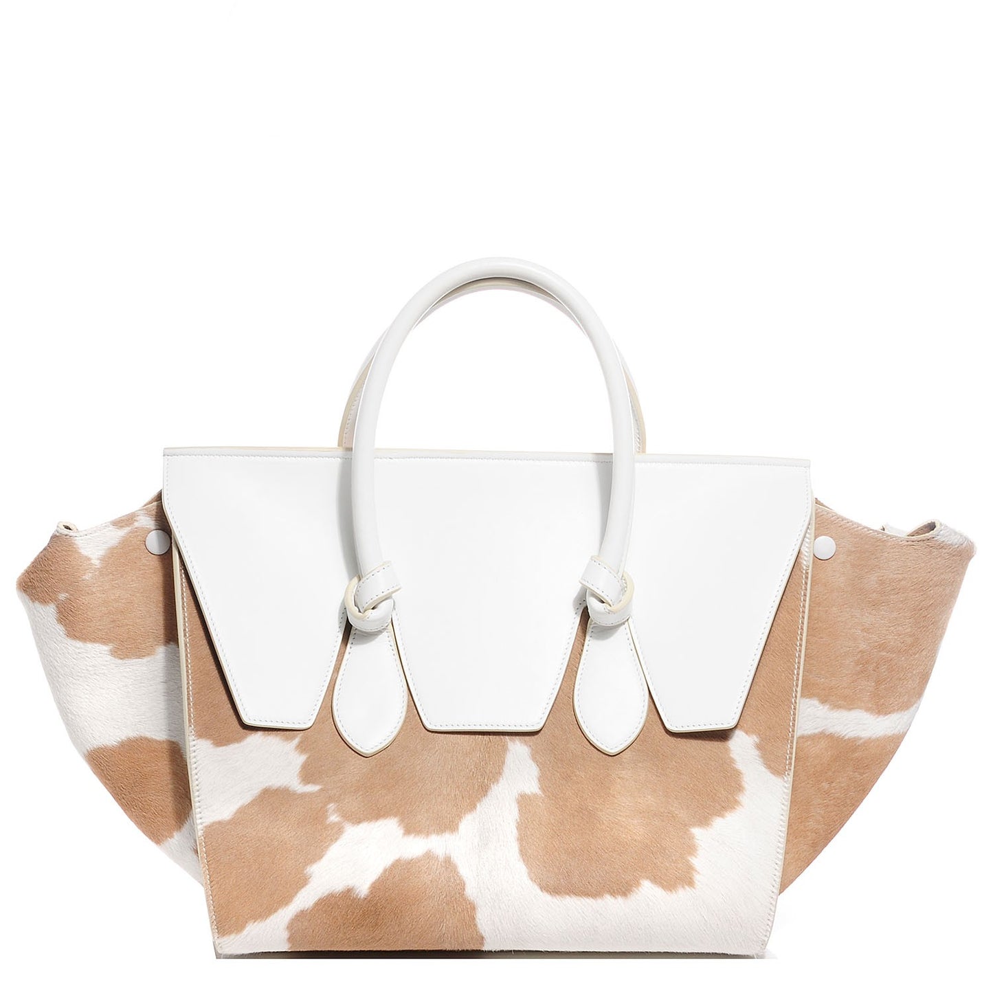 Smooth Calfskin Pony Hair Medium Tie Knot Tote Natural