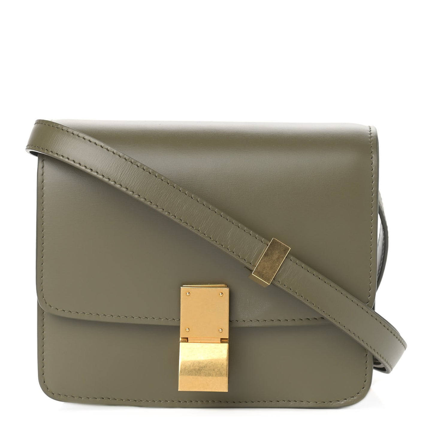 Box Calfskin Small Classic Box Flap Bag Army Green