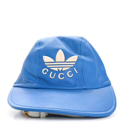 Gucci X ADIDAS Lambskin Trefoil Stefanos Baseball Hat XL Blue 4 of 11