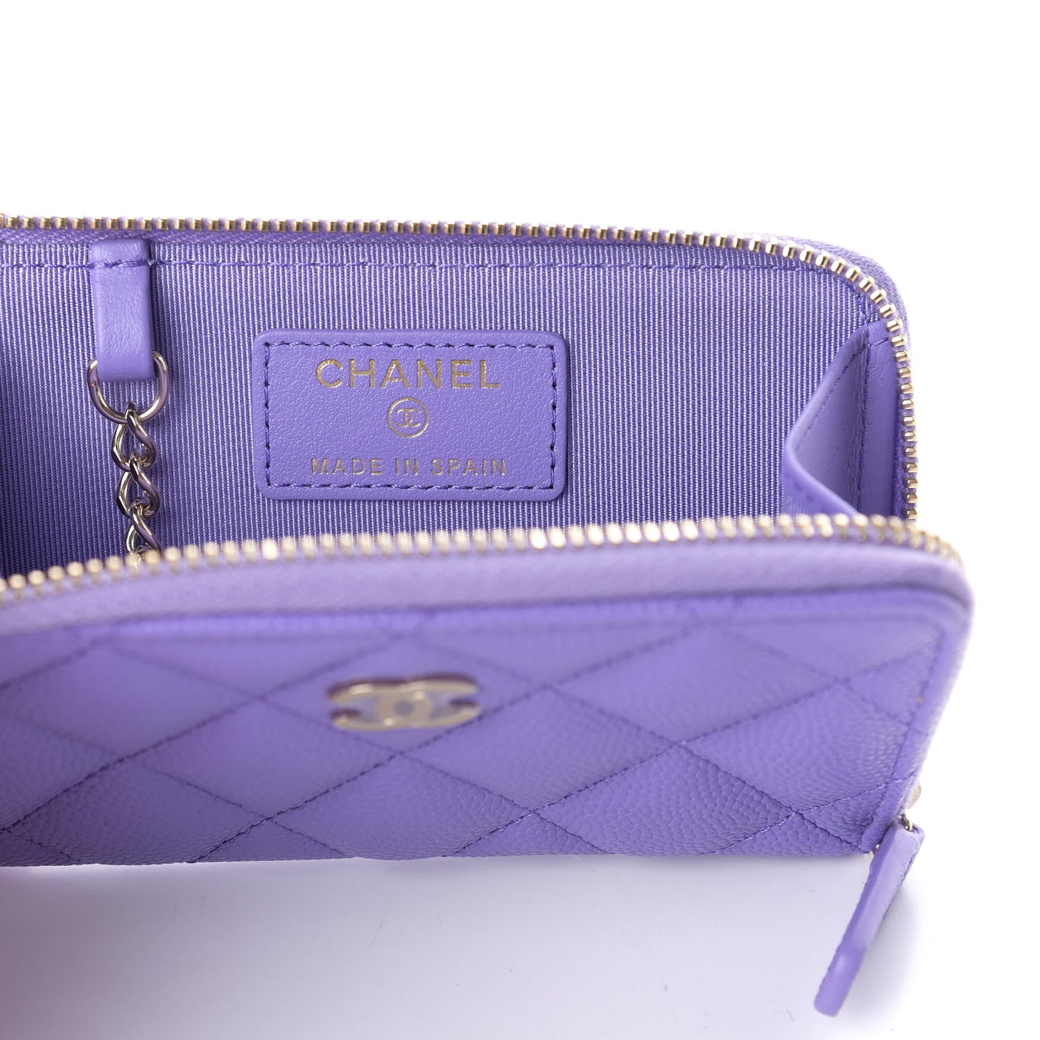 Chanel Caviar Quilted Zipped Key Holder Case Purple 7 of 8