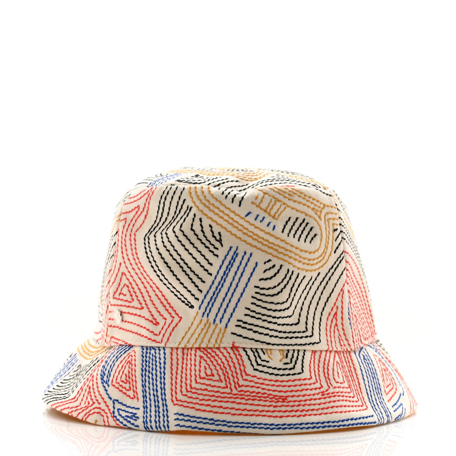 Hermes Cotton Eperon D'Or Embroidered Calvi Bucket Hat 56 Blanc Casse 3 of 10