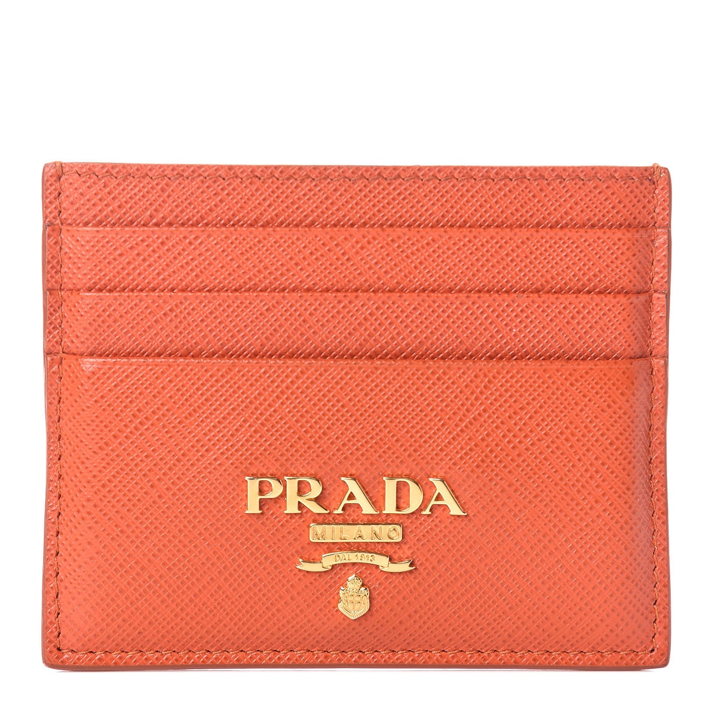 Saffiano Metal Business Card Holder Arancio