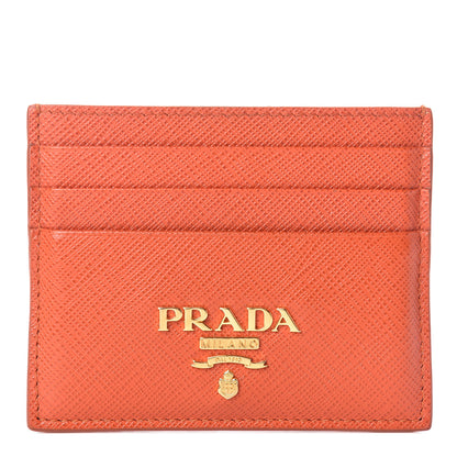 Prada Saffiano Metal Business Card Holder Arancio 1 of 7