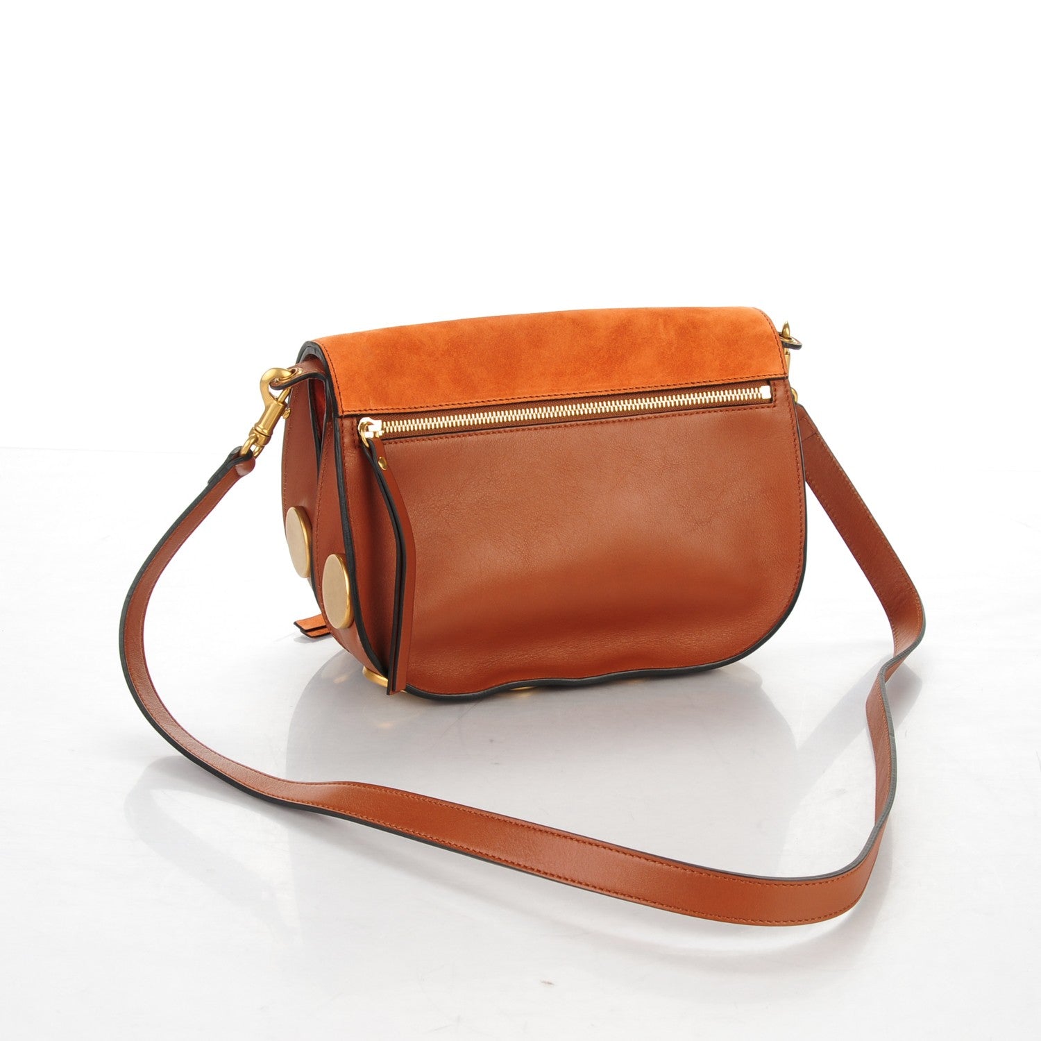 Chloe Suede Smooth Calfskin Kurtis Shoulder Bag Classic Tobacco 3 of 7