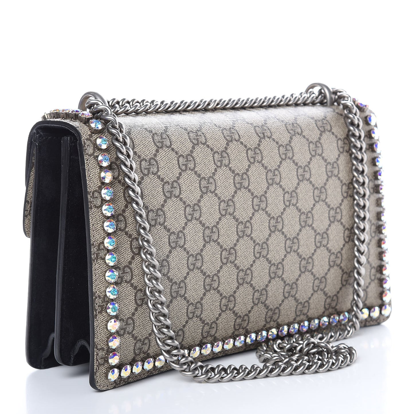 GG Supreme Monogram Crystal Small Dionysus Shoulder Bag Black