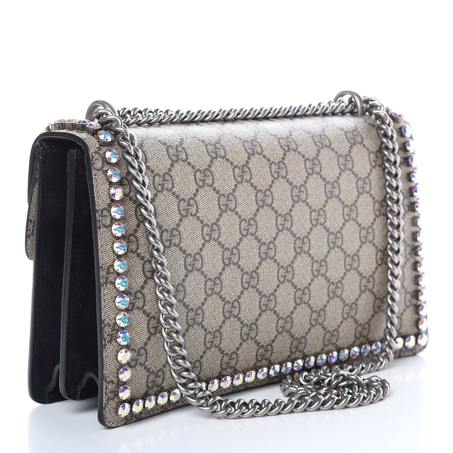 Gucci GG Supreme Monogram Crystal Small Dionysus Shoulder Bag Black 4 of 14