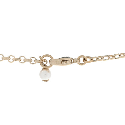 Chanel Metal Pearl Crystal CC Textured Pendant Necklace Gold 5 of 6