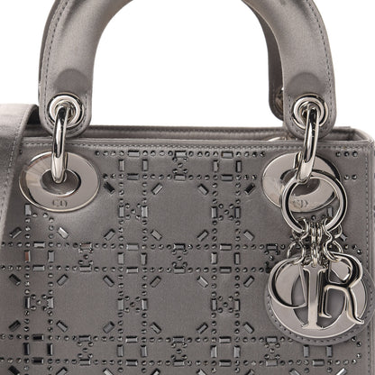 Christian Dior Satin Crystal Cannage Mini Lady Dior Gray 11 of 11