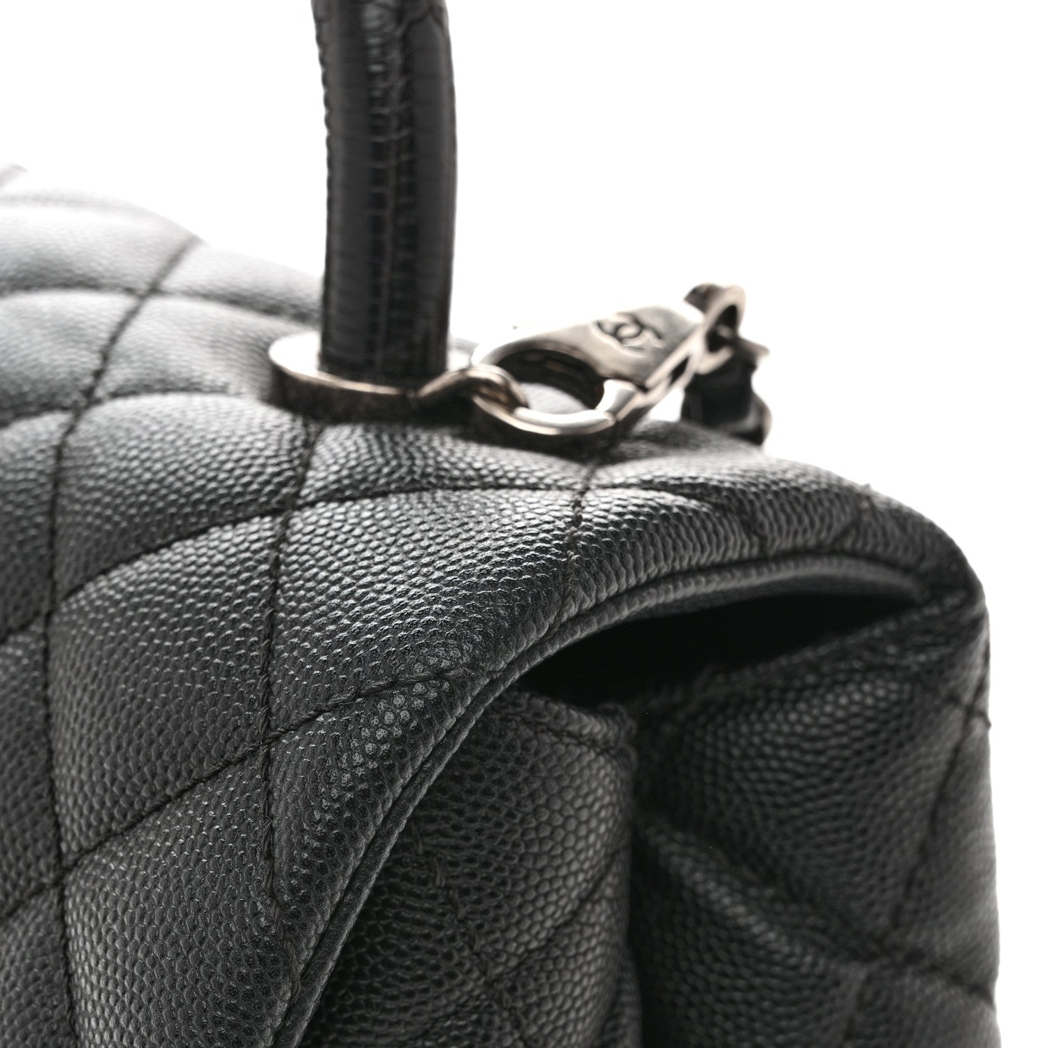 Chanel Caviar Lizard Embossed Quilted Small Coco Handle Flap Black 11 of 15
