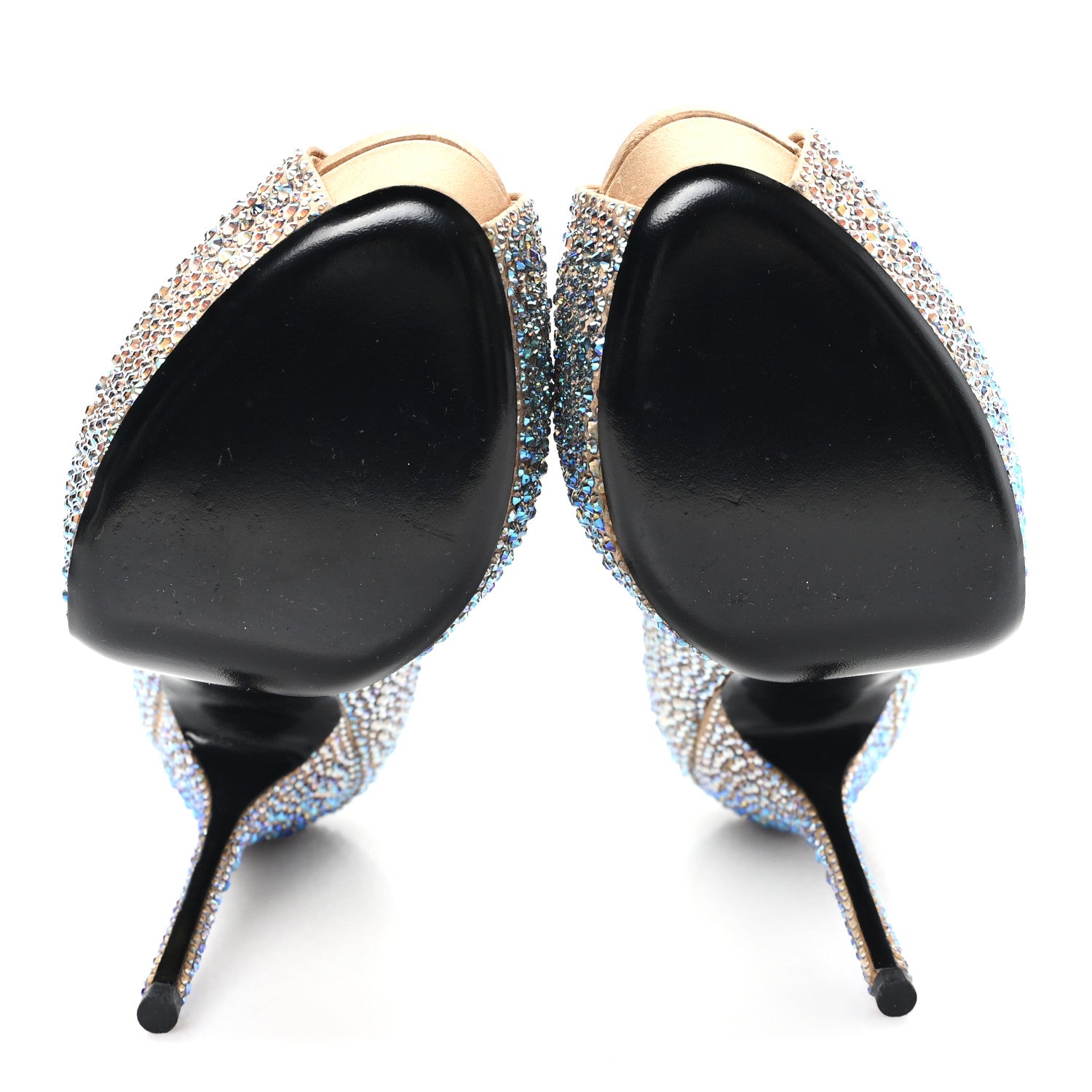 Gucci Satin Crystal Sofia Etoile Peep Toe Pumps 38 Blue 6 of 10