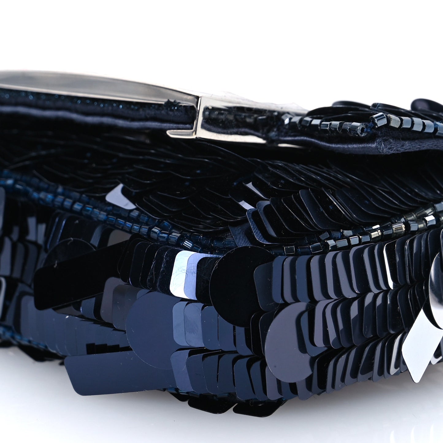 Sequin Paillettes Shiny Nappa Sex and the City Nano Maxi Buckle Baguette Charm Midnight