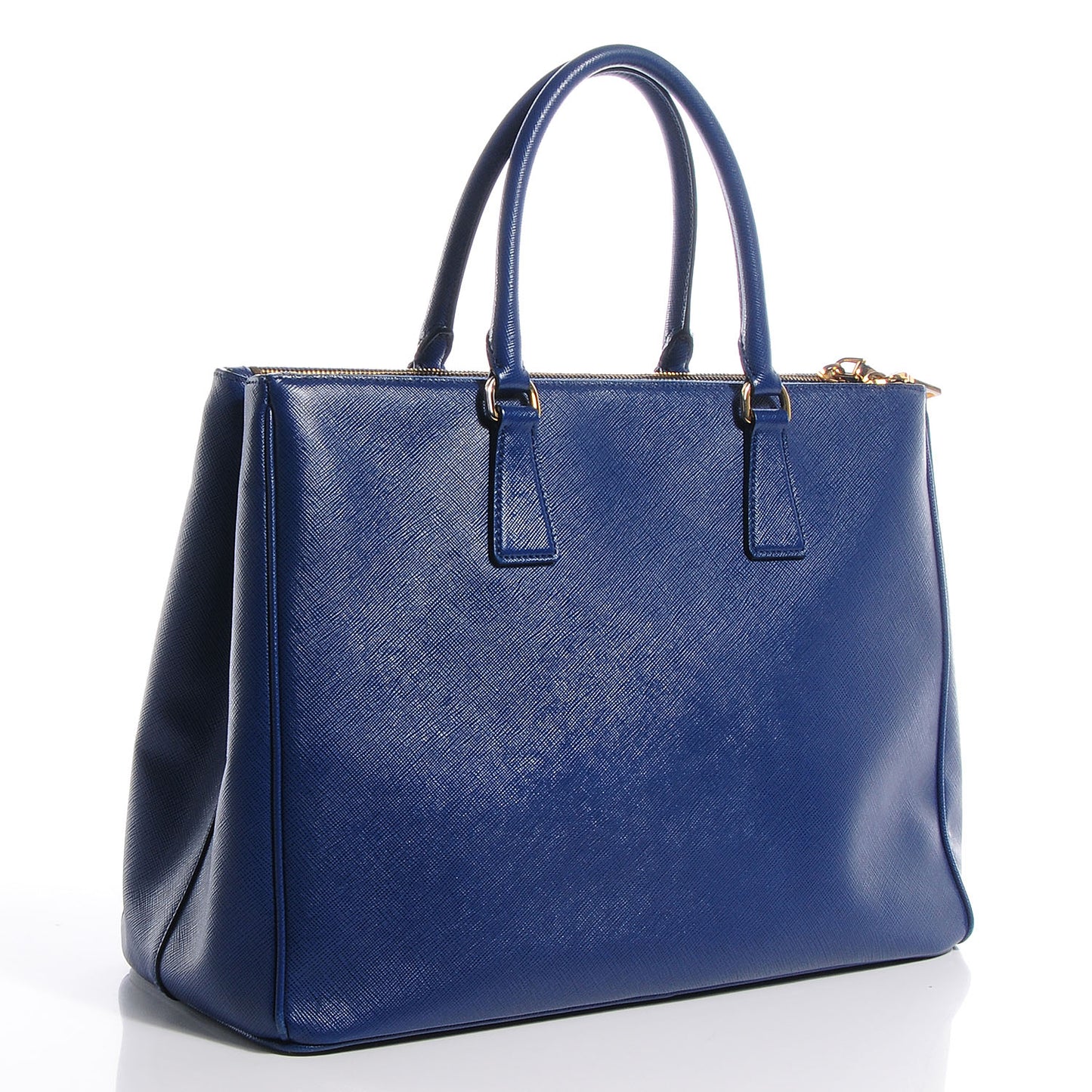 Saffiano Lux Medium Double Zip Tote Bluette