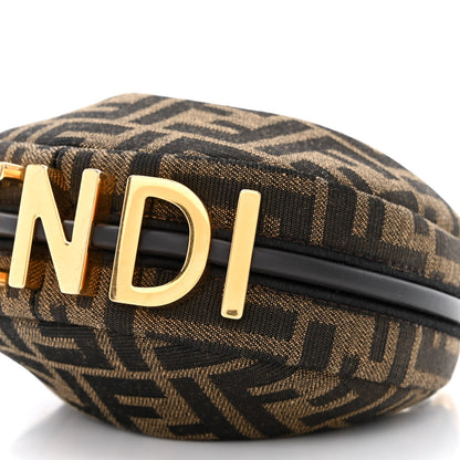 Fendi Fabric Jacquard FF 1974 Nano Fendigraphy Hobo Charm Tobacco Moro 10 of 10