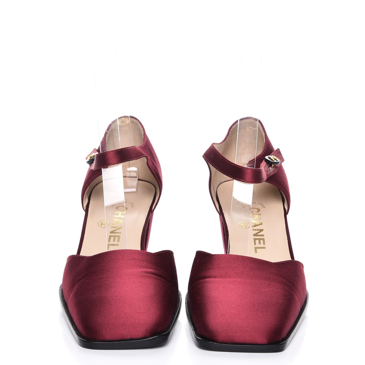 Satin Mary Jane Pumps 38.5 Bordeaux