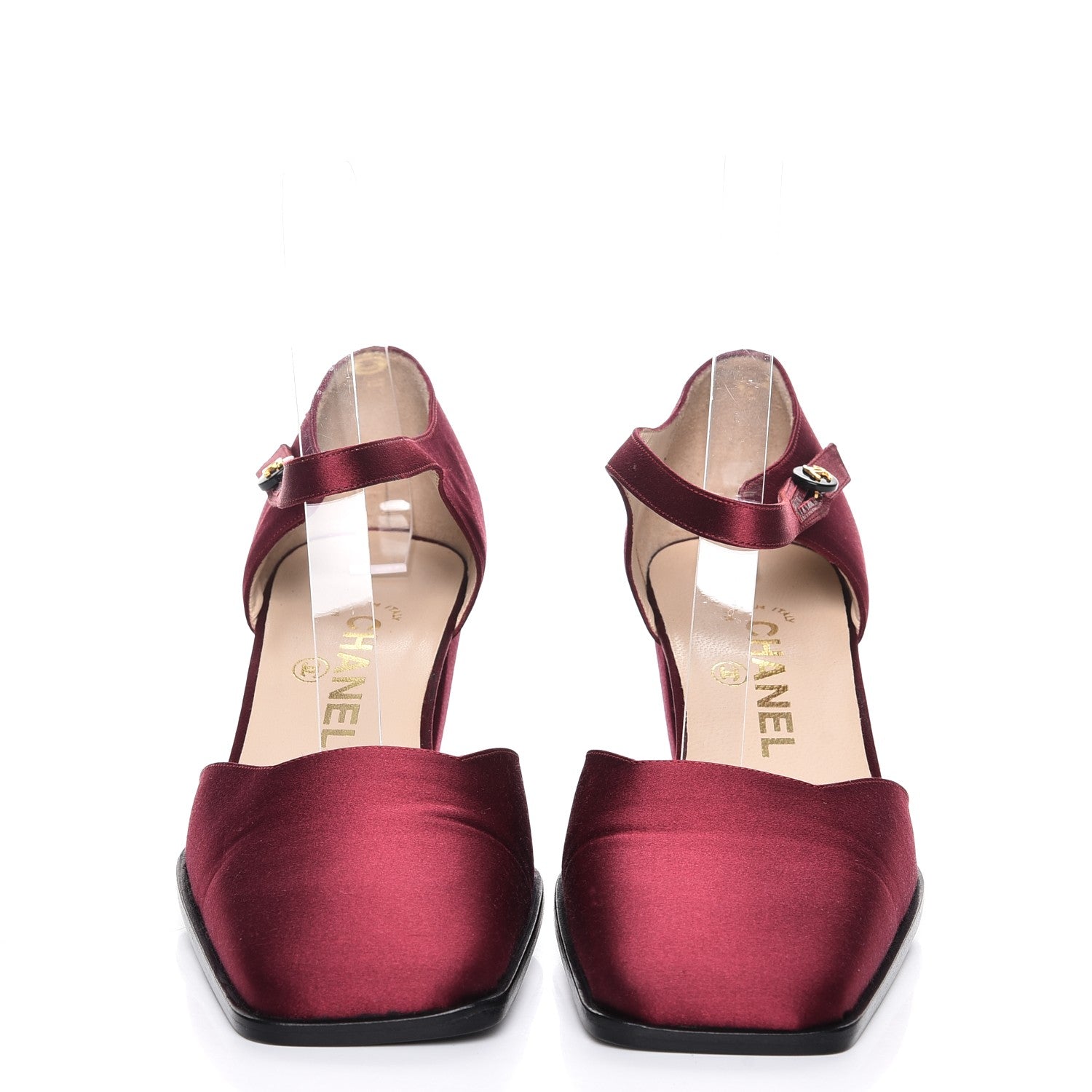 Chanel Satin Mary Jane Pumps 38.5 Bordeaux 2 of 10