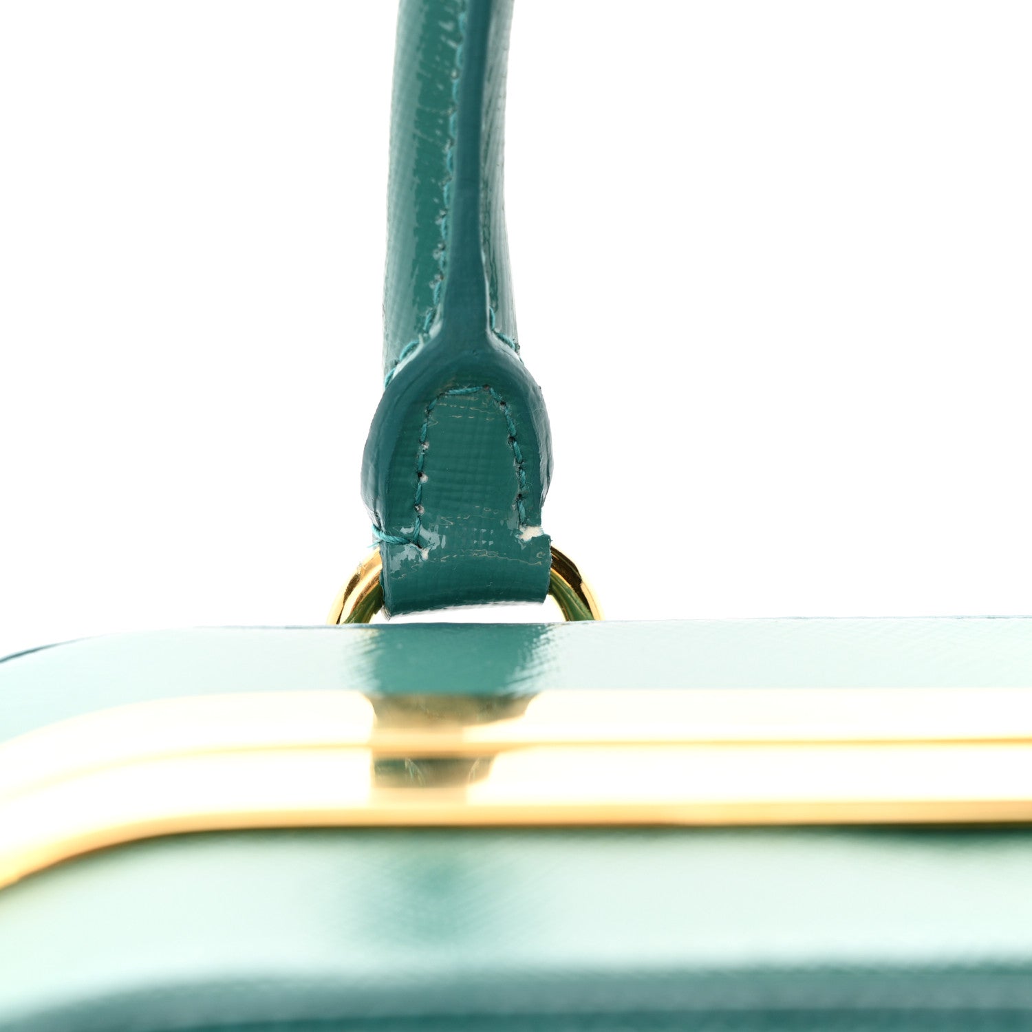 Prada Midollino Saffiano Pyramid Bag Naturale Turquoise 10 of 11