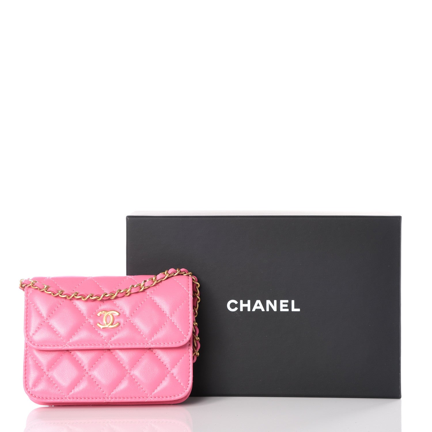 Chanel Lambskin Quilted Pearl Crush Clutch With Chain Pink 11 of 11
