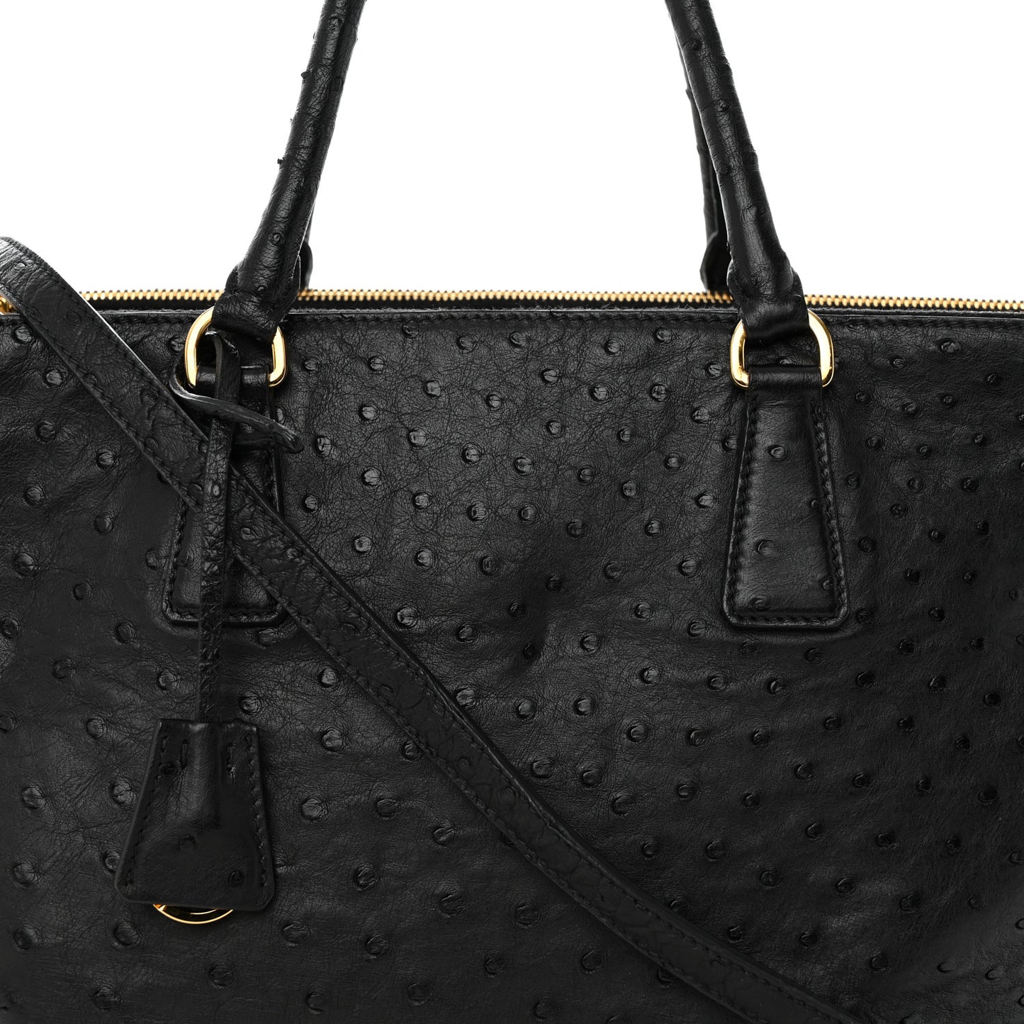 Ostrich Double Zip Tote Black
