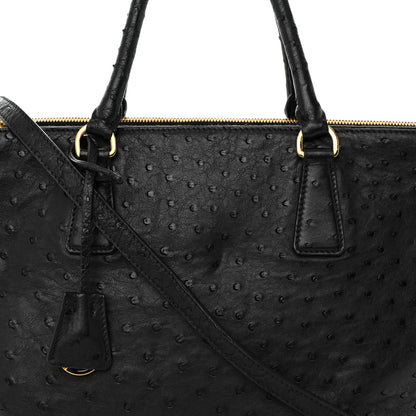 Prada Ostrich Double Zip Tote Black 7 of 27