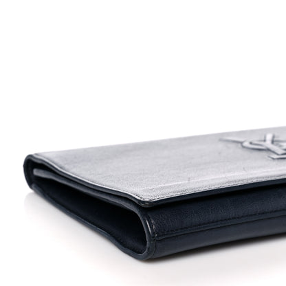 Saint Laurent Calfskin Monogram Large Belle De Jour Clutch Navy 6 of 11