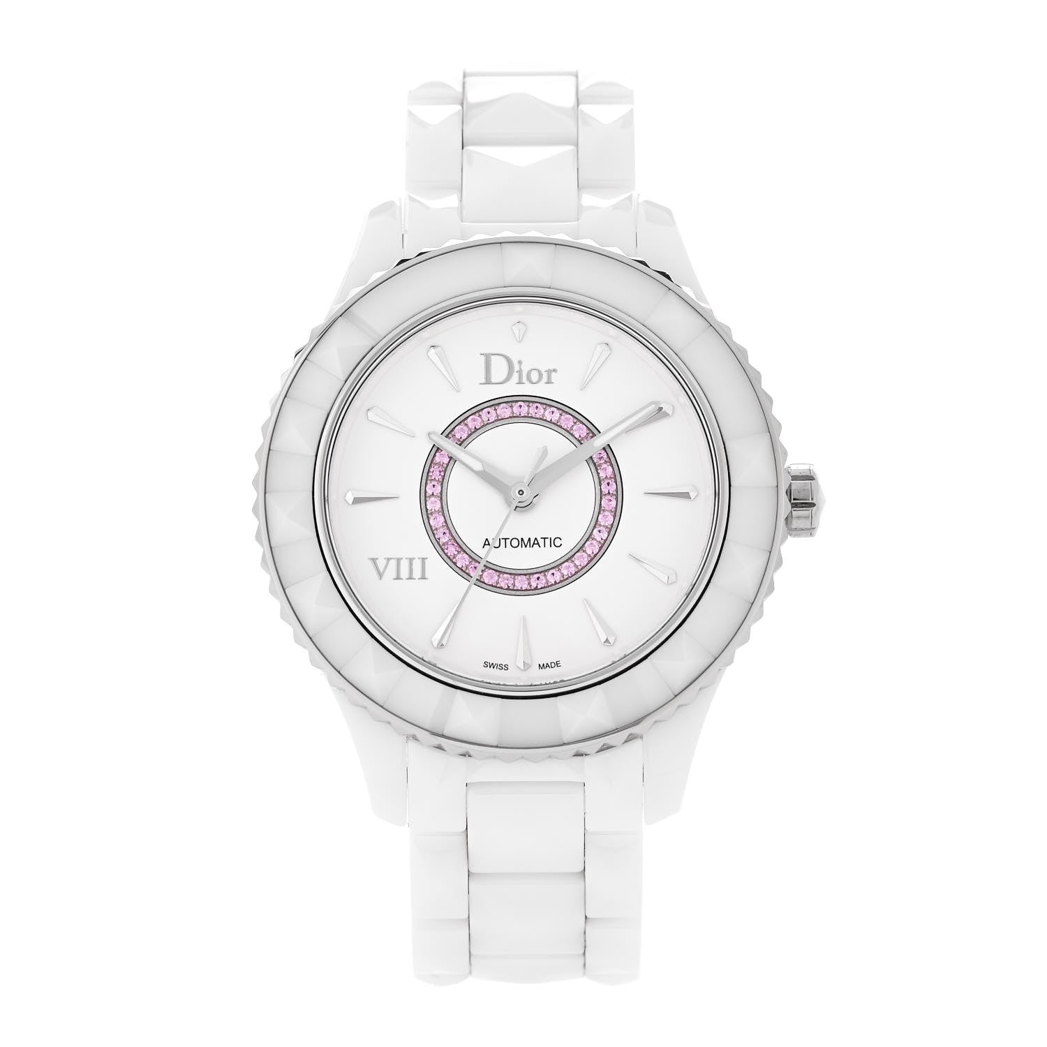 Christian Dior Stainless Steel Ceramic Pink Sapphire 38mm Dior VIII Automatic Watch White 1 of 6
