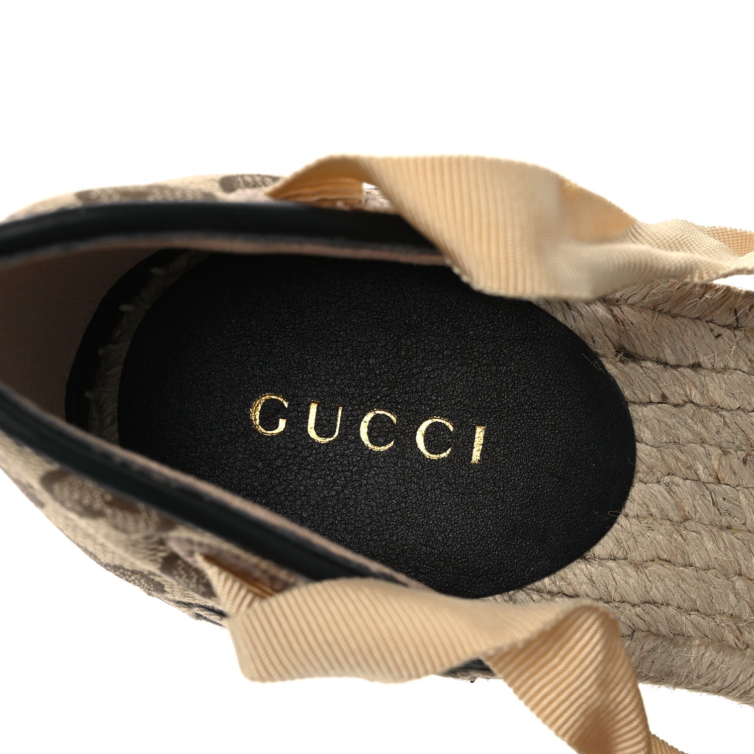 Gucci Monogram Matelasse GG Marmont Ankle Wrap Platform 35/120mm Espadrille Wedges 35 Beige Ebony Black Sand Storm 9 of 13