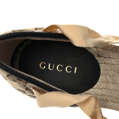 Gucci Monogram Matelasse GG Marmont Ankle Wrap Platform 35/120mm Espadrille Wedges 35 Beige Ebony Black Sand Storm 9 of 13