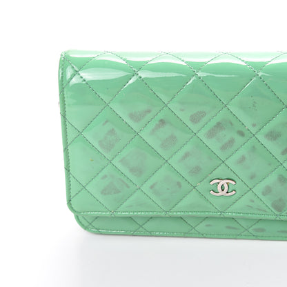 Chanel Patent Quilted Wallet On Chain WOC Green 15 of 18