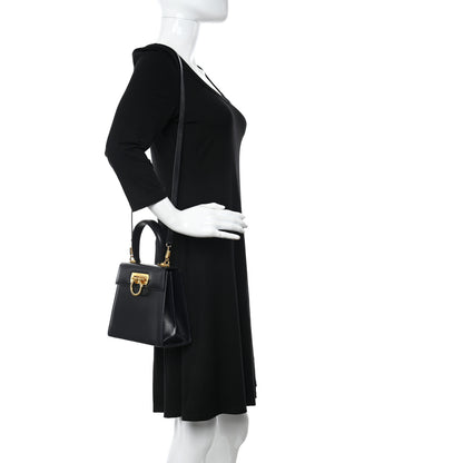 Salvatore Ferragamo Brushed Off Calfskin Small Iconic Top Handle Bag Navy 2 of 10