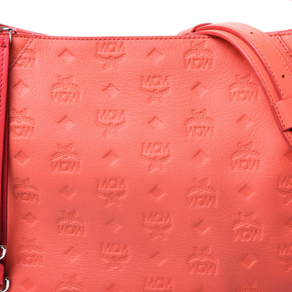 MCM Calfskin Ottomar Monogram Medium Klara Hobo Hot Coral 10 of 10