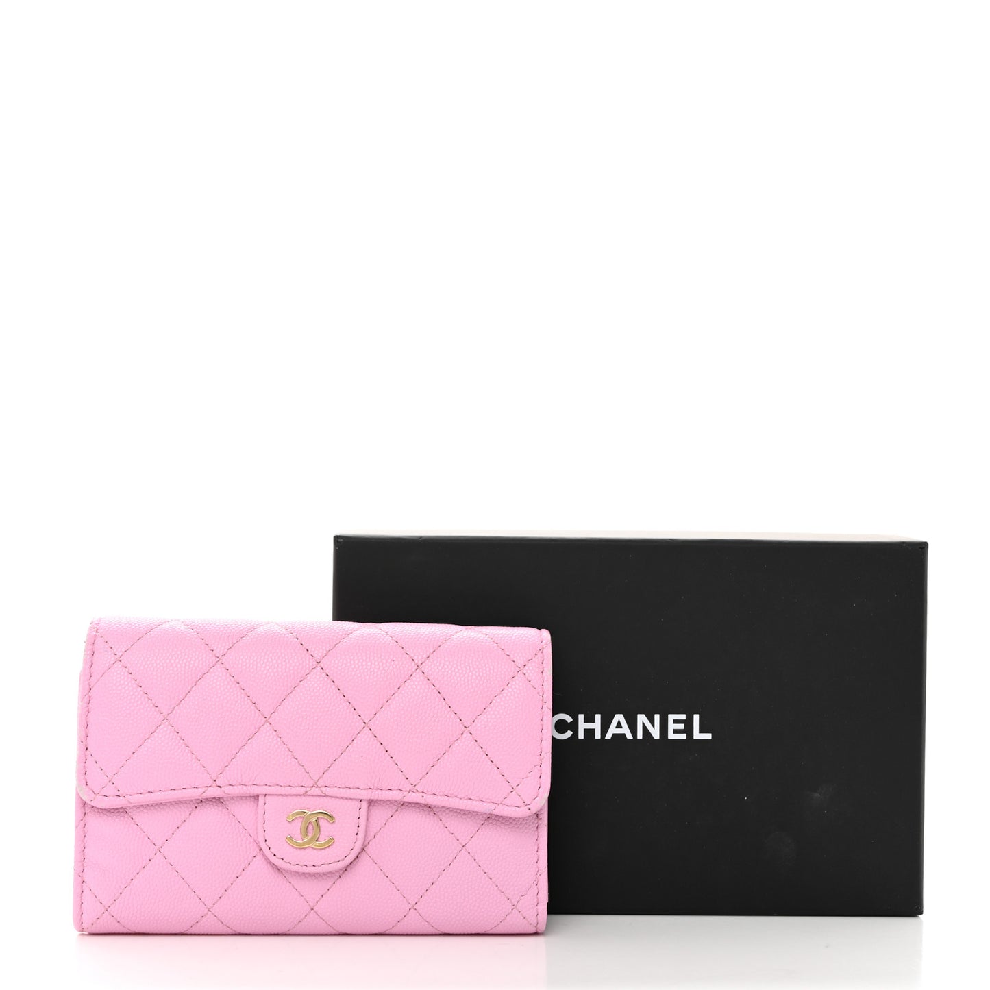 Caviar Quilted Medium Flap Wallet Pink