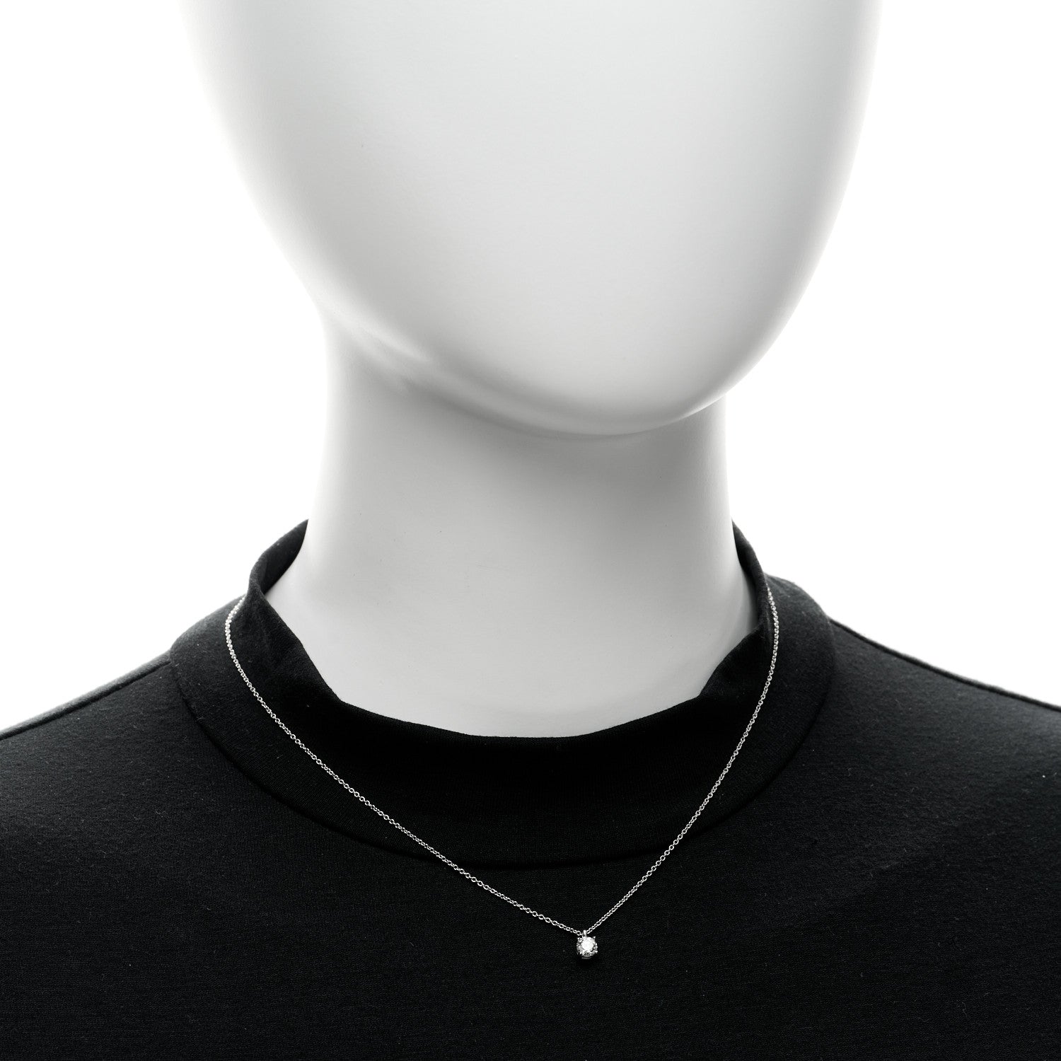 Tiffany Platinum Diamond .35ct Solitaire Pendant Necklace 2 of 5