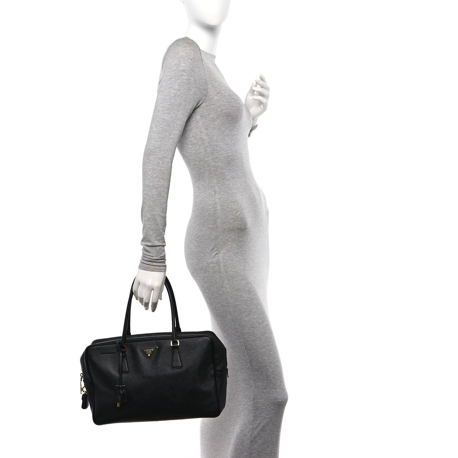 Prada Saffiano Lux Bauletto Black 2 of 9